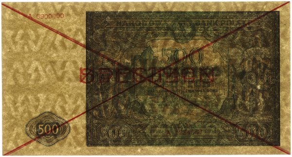 500 złotych; 15.01.1946; seria A, numeracja 8900