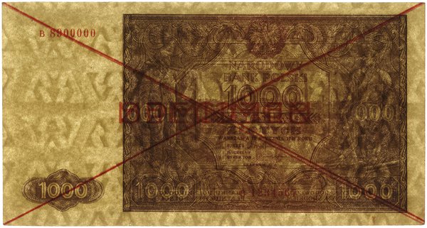 1.000 złotych, 15.01.1946; seria B, numeracja 89