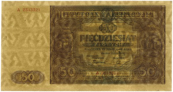 50 złotych, 15.05.1946; seria A, numeracja 23133