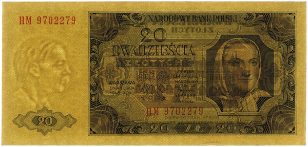 20 złotych, 1.07.1948; seria HM, numeracja 97022