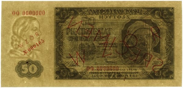 50 złotych, 1.07.1948; seria OO, numeracja 00000