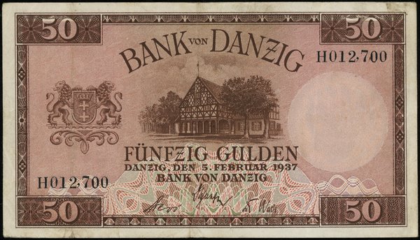 50 guldenów, 5.02.1937; seria H, numeracja 01270
