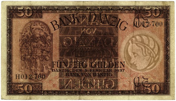 50 guldenów, 5.02.1937; seria H, numeracja 01270