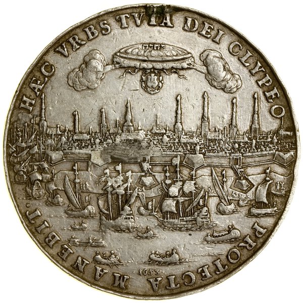 10 dukatów (odbitka w srebrze), 1653; Aw: Panora