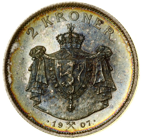 2 korony, 1907, Kongsberg