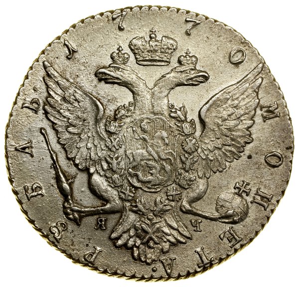 Rubel, 1770 СПБ ЯЧ, Petersburg; na odcięciu ręka