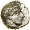 Tetradrachma, (ok. 454–404 pne), Ateny; Aw: Głowa Ateny w prawo, w hełmie przyozdobionym liśćmi la..