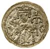 Denar, (1157–1166); Aw: Cesarz Fryderyk Barbarossa siedzący na tronie, trzymający w prawej ręce ja..