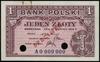 1 złoty, 15.08.1939; seria A, numeracja 0000000,