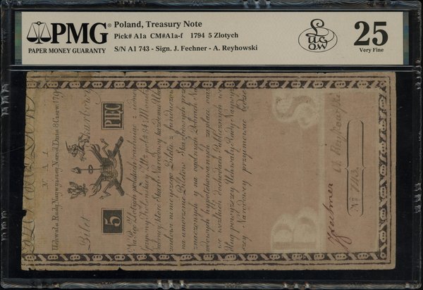 5 złotych polskich, 8.06.1794; seria N.A.1, nume