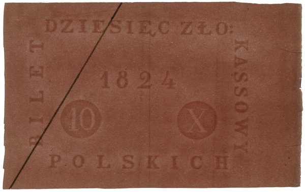 papier do druku banknotu 10 złotych polskich, 1824