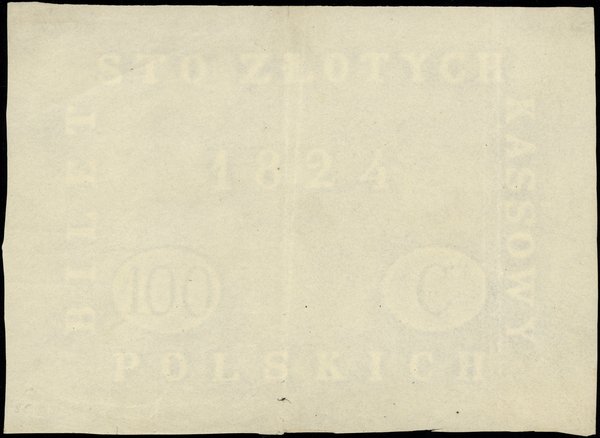 papier do druku banknotu 100 złotych polskich, 1824