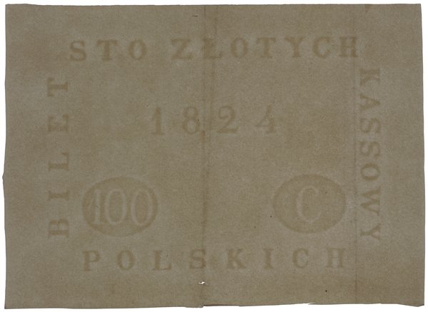 papier do druku banknotu 100 złotych polskich, 1824