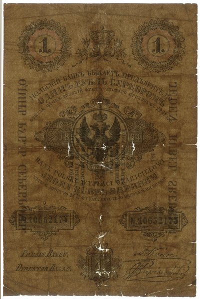 1 rubel srebrem, 1864; podpisy prezesa i dyrekto