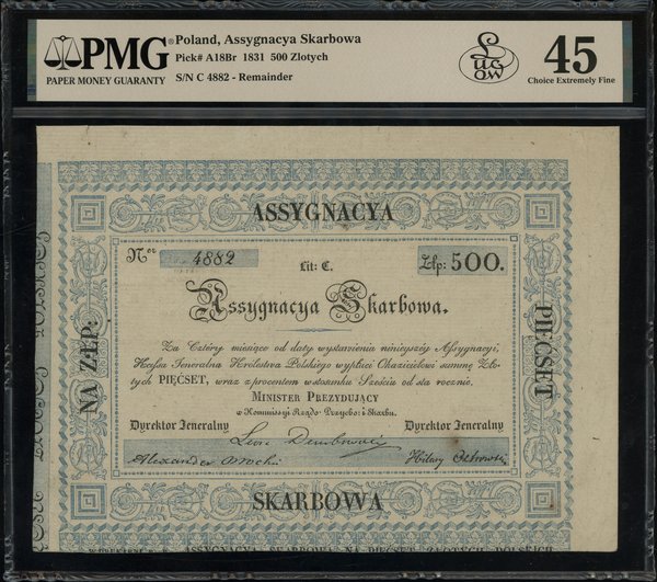 Asygnacja Skarbowa na 500 złotych, 1831