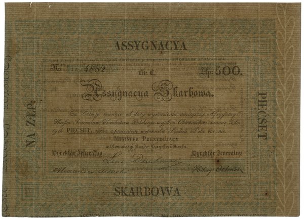 Asygnacja Skarbowa na 500 złotych, 1831; seria C