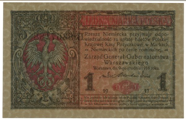 1 marka polska, 9.12.1916; Generał, seria B, num