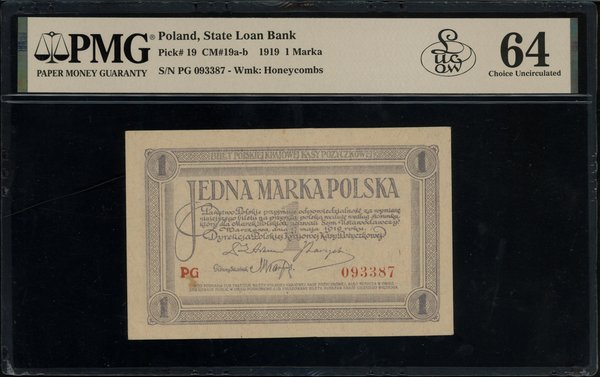 1 marka polska, 17.05.1919; seria PG, numeracja 