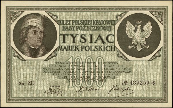 1.000 marek polskich, 17.05.1919; znak wodny „Or