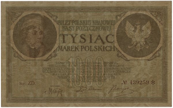 1.000 marek polskich, 17.05.1919; znak wodny „Or