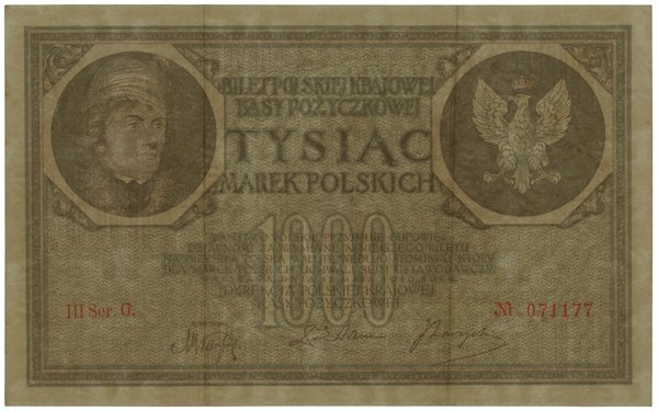 1.000 marek polskich, 17.05.1919; znak wodny „Or