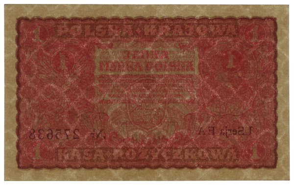 1 marka polska, 23.08.1919; seria I-EA, numeracj