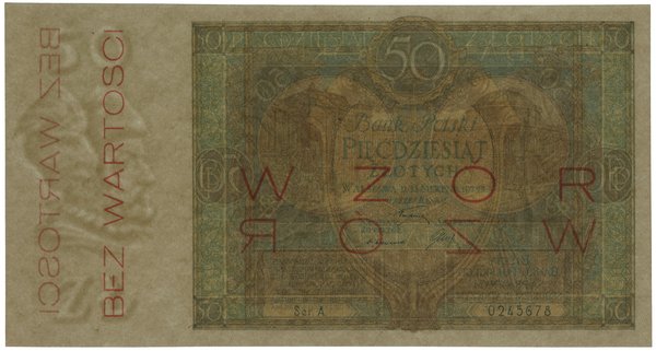 50 złotych, 28.08.1925; obustronnie czerwony poz