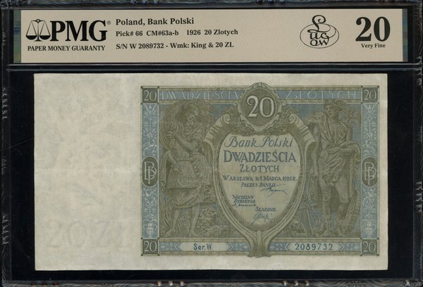 20 złotych, 1.03.1926; seria W., numeracja 20897