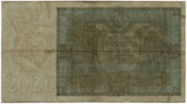 20 złotych, 1.03.1926; seria W., numeracja 20897