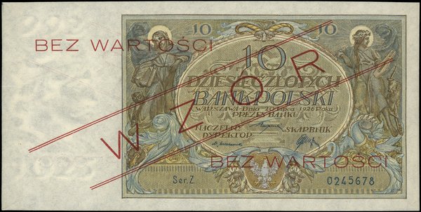 10 złotych, 20.07.1926; obustronnie czerwony uko