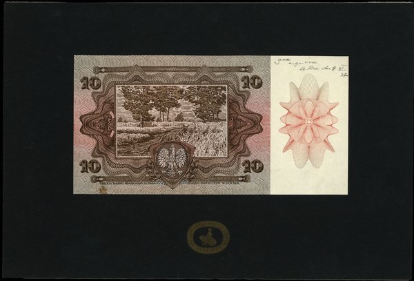 10 złotych - druk strony odwrotnej, 2.01.1928