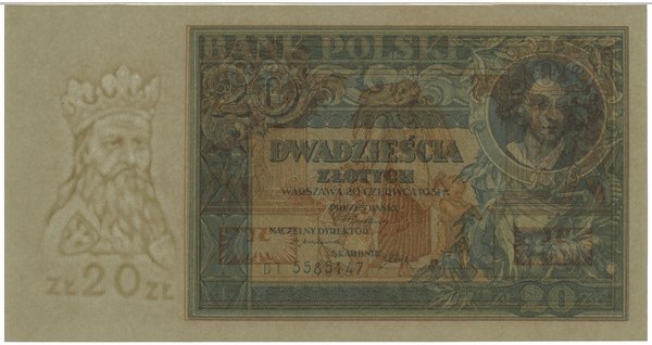 20 złotych, 20.06.1931; seria DT., numeracja 558