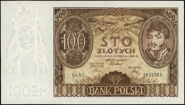 100 złotych, 9.11.1934; seria BC., numeracja 295