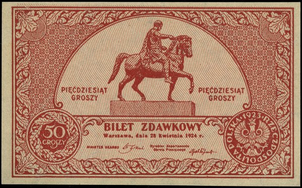 bilet zdawkowy – 50 groszy, 28.04.1924