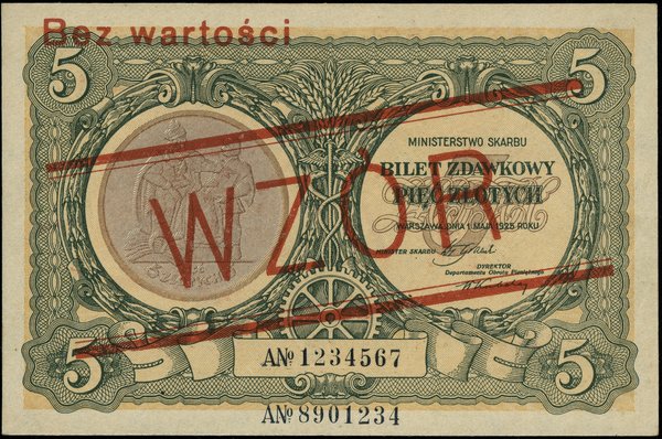 bilet zdawkowy – 5 złotych, 1.05.1925