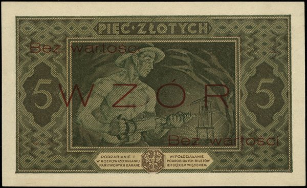 5 złotych, 25.10.1926; obustronnie czerwony pozi