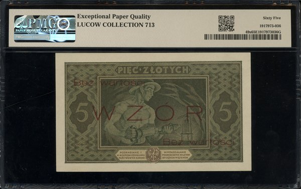 5 złotych, 25.10.1926; obustronnie czerwony pozi