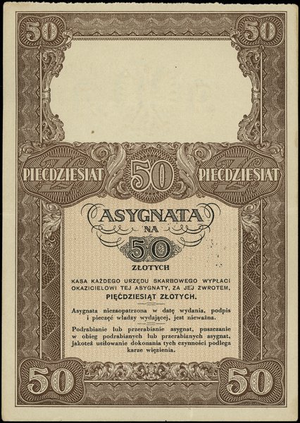 Asygnata na 50 złotych, [1939]