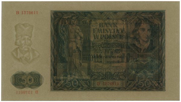 50 złotych, 1.08.1941; seria B, numeracja 137861