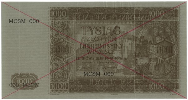 1.000 złotych, 1.08.1941; seria MCSM, numeracja 