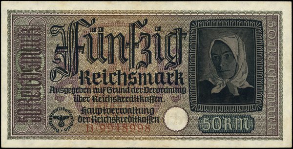 Reichskreditkasse. 50 Reichsmark, bez daty (1940