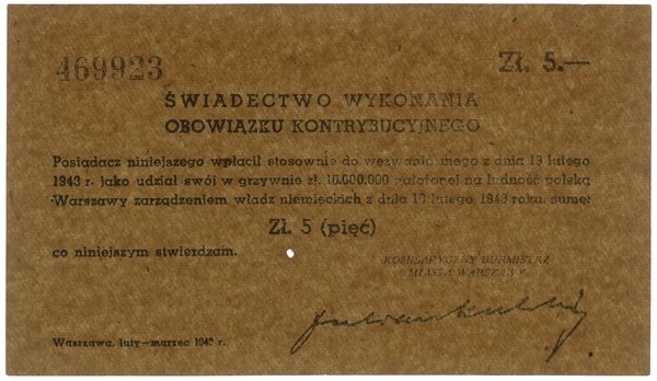 Świadectwo wykonania obowiązku kontrybucyjnego n