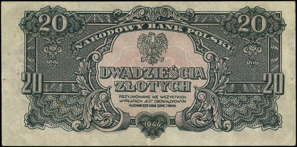 20 złotych, 1944; w klauzuli OBOWIĄZKOWYM, seria