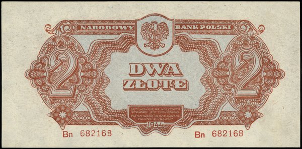 2 złote, 1944; w klauzuli OBOWIĄZKOWE; seria Bn,