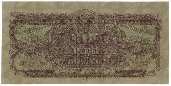 5 złotych, 1944; w klauzuli OBOWIĄZKOWE, seria х