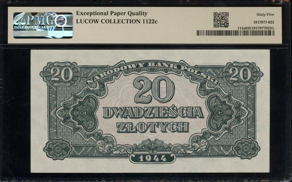 20 złotych, 1944; w klauzuli OBOWIĄZKOWE, seria 