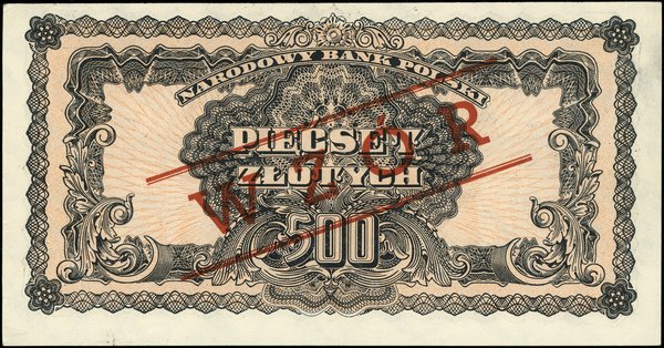 500 złotych, 1944; w klauzuli OBOWIĄZKOWE, czerw