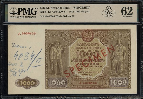 1.000 złotych, 15.01.1946; obustronnie czerwony 