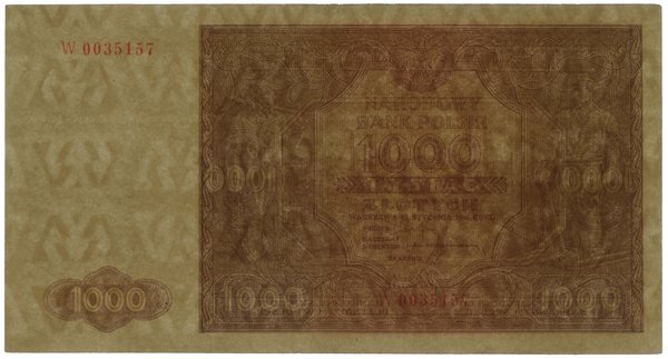 1.000 złotych, 15.01.1946; seria W, numeracja 00