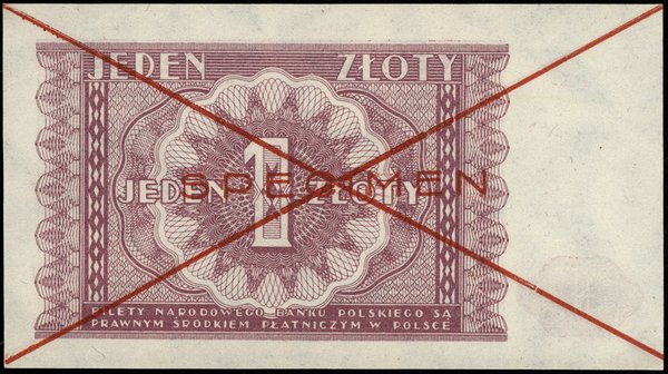 1 złoty, 15.05.1946; czerwone dwukrotne skreślen